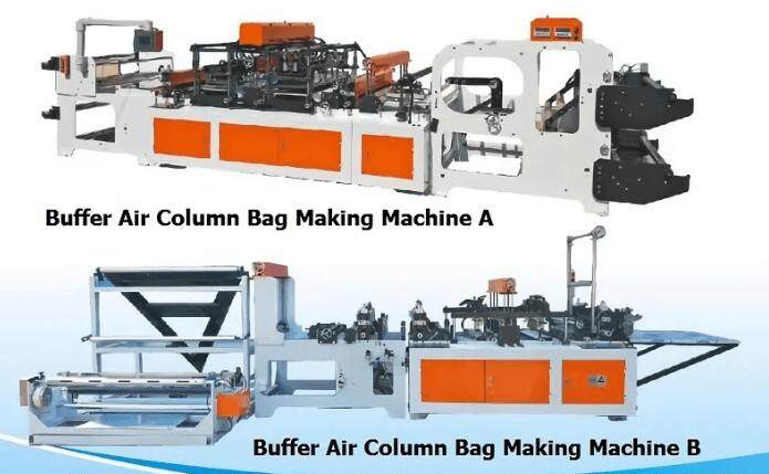 Máquina para fabricar bolsas con columna de aire amortiguadora